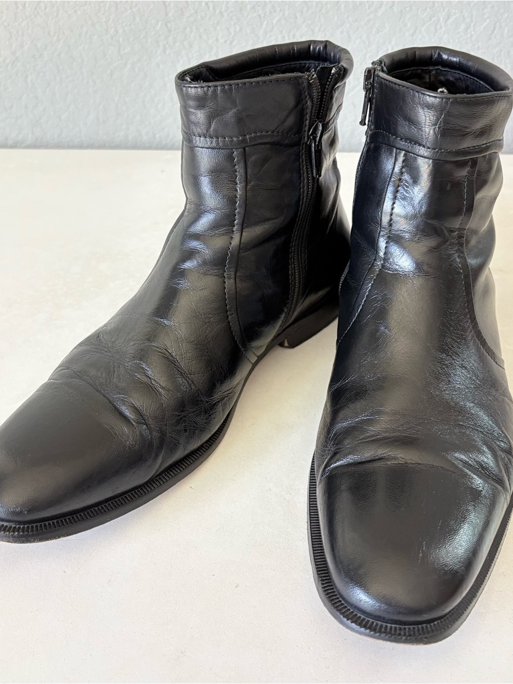 Broletto Black Full Leather Chukka Boots Zip Men’s Size 8 M Made in Italy